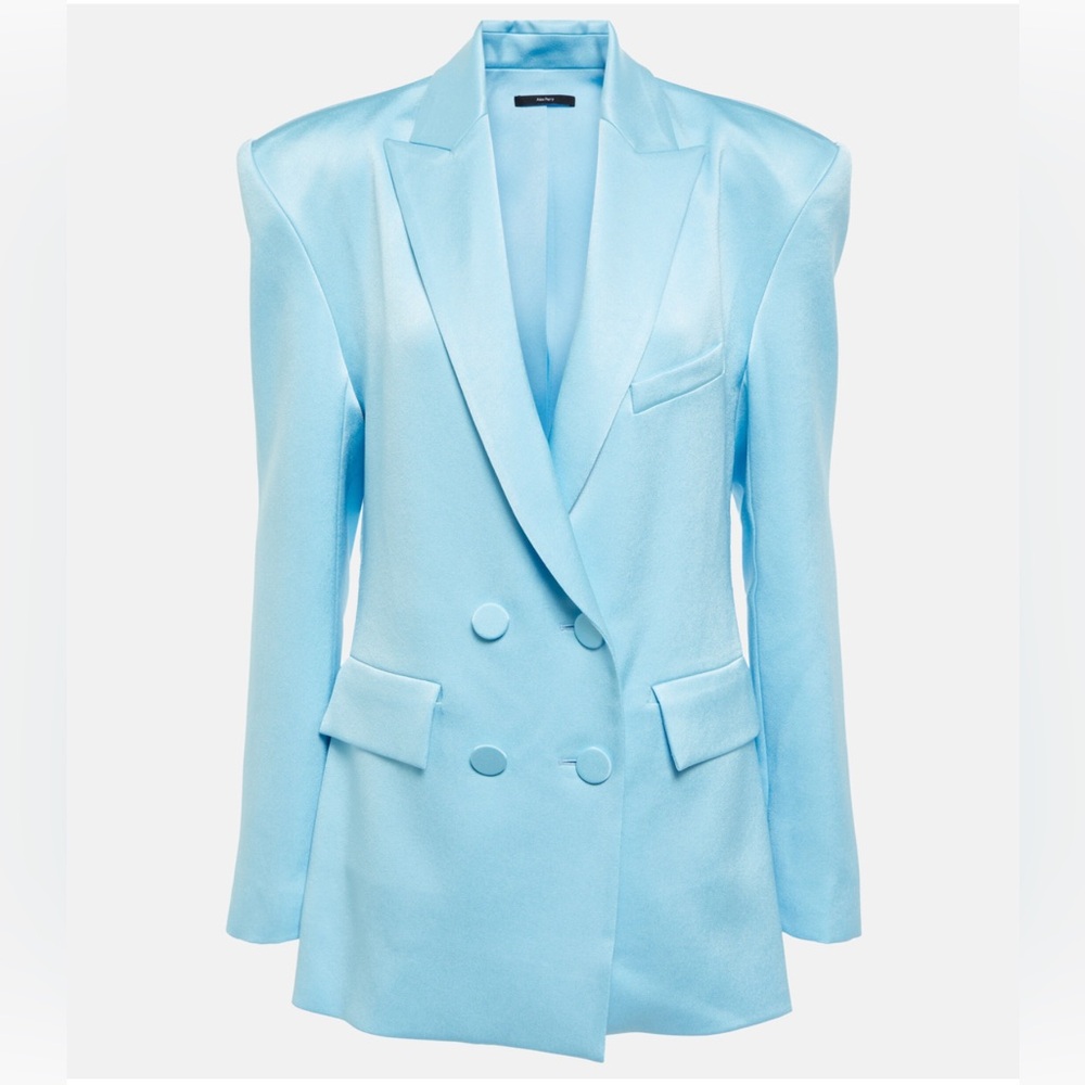 NWT ALEX PERRY WELLS CREPE SATIN BLAZER LIGHT BLUE SZ US 12